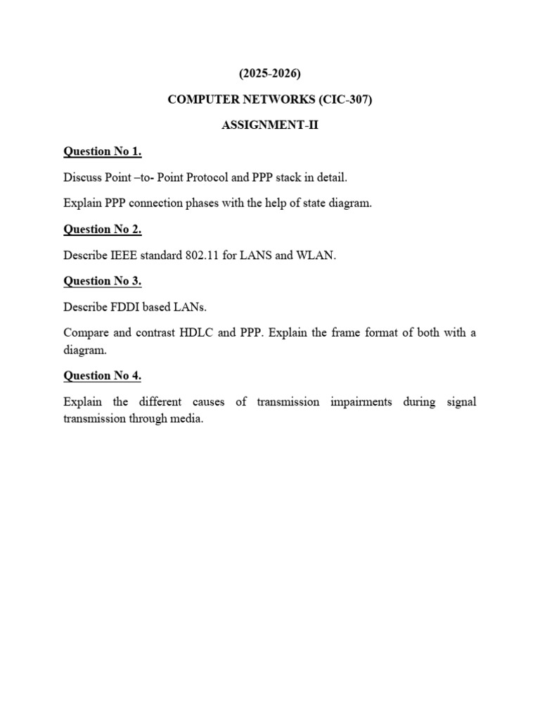 Assignment Ii - Computer Networks (Cic 307) | PDF