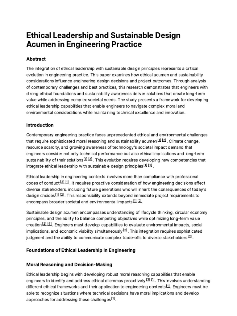 Ethical Leadership in Sustainable Engineering | PDF | Sustainability ...