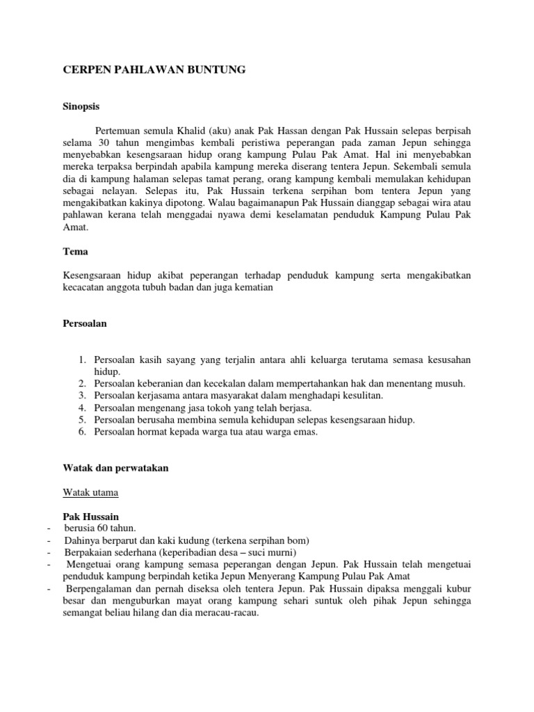 Cerpen Pahlawan Buntung