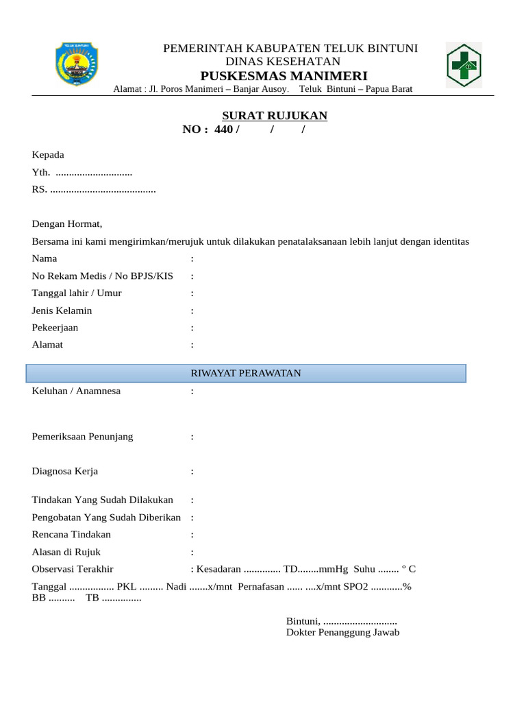 Surat Rujukan dan Keterangan Medis Puskesmas | PDF