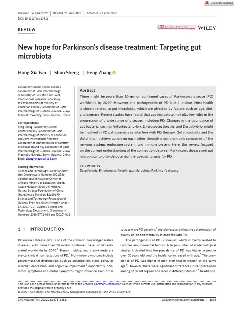 Gut Microbiota's Role in Parkinson's Disease | PDF | Inflammatory Bowel ...