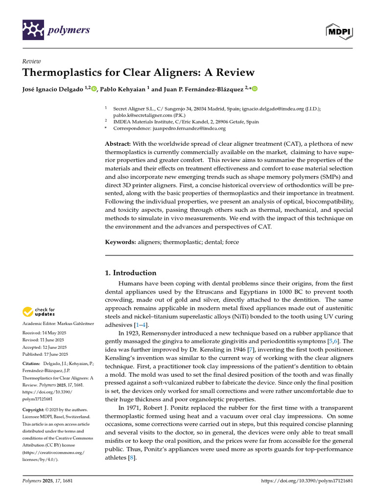 Thermoplastics in Clear Aligners Review | PDF | Deformation ...