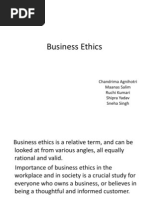 Business Ethics: Chandrima Agnihotri Maanas Salim Ruchi Kumari Shipra Yadav Sneha Singh