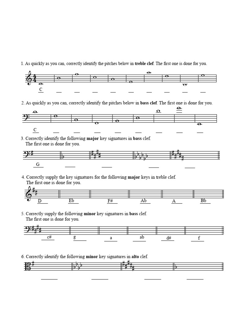 Iowa State Music Fundamentals Test Sample | PDF | Minor Scale ...