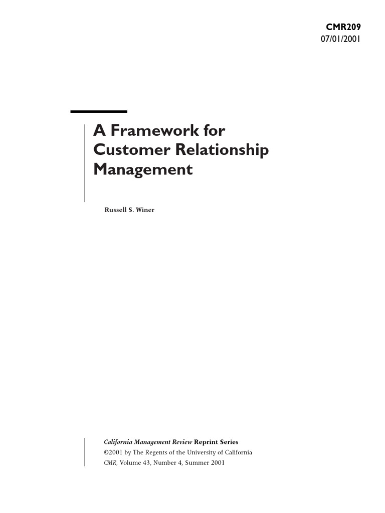 Customer Relationship Management Framework | PDF | Customer ...