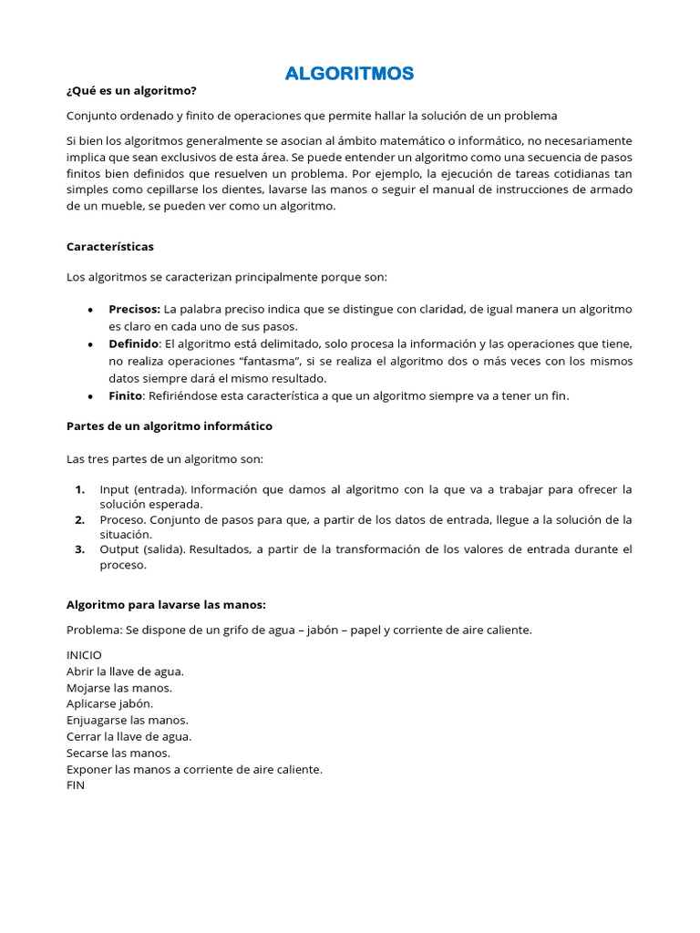 Definición y Ejemplos de Algoritmos | PDF | Algoritmos | Programación ...