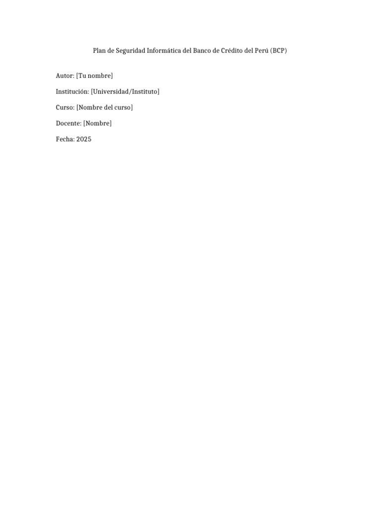Plan de Seguridad Informática BCP 2025 | PDF | La seguridad informática ...