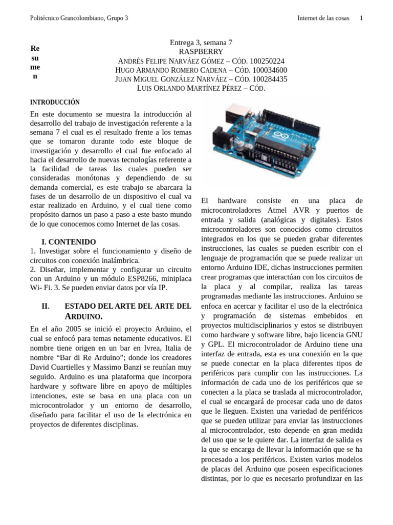 Introducción al Internet de las Cosas con Arduino | PDF | Arduino | Red ...
