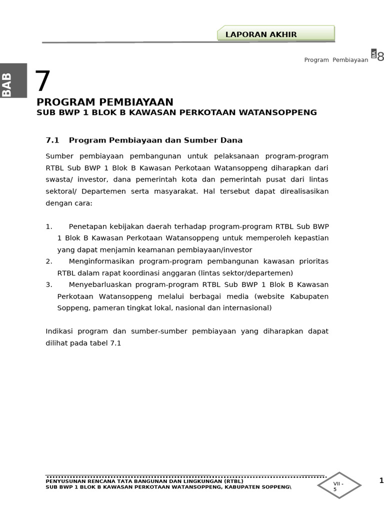 Pembiayaan Program RTBL Watansoppeng | PDF