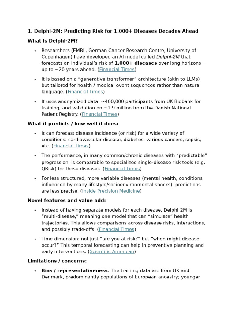 Delphi-2M: AI for Long-Term Disease Risk | PDF | Personalized Medicine ...