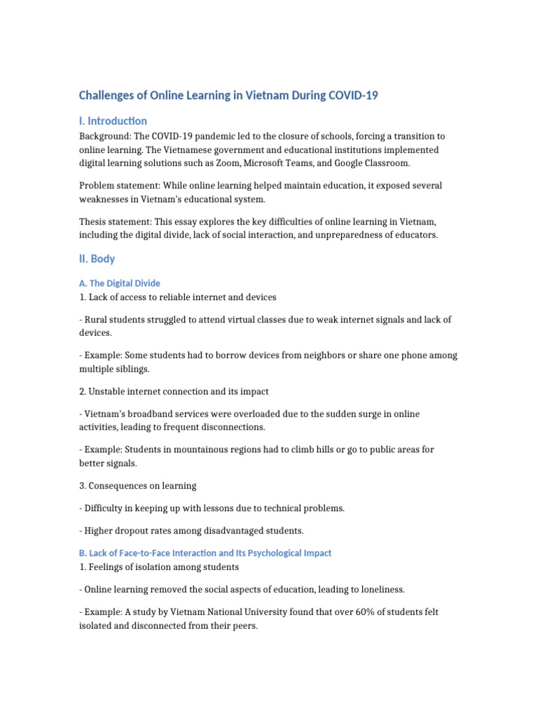 Challenges of Online Learning in Vietnam | PDF | Educational Technology ...