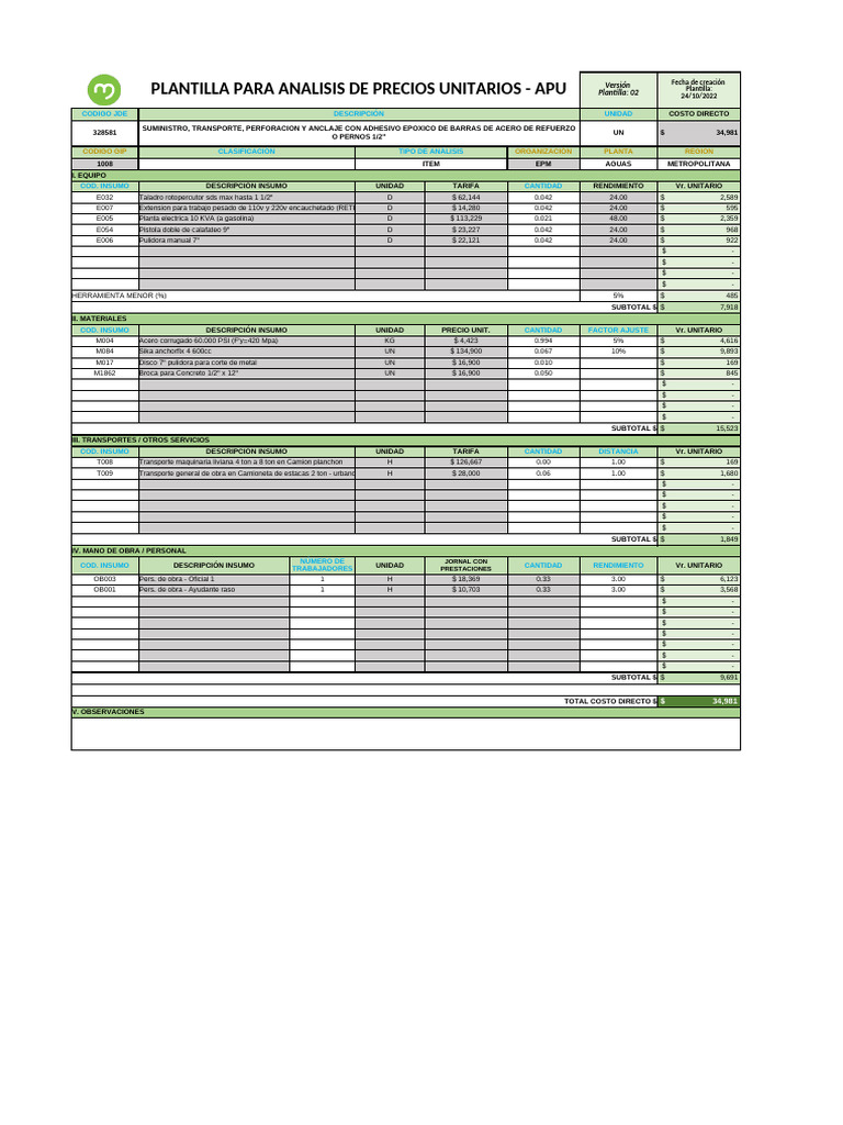 Apu Item 1008 - 328581-Ag | PDF | Procesos industriales | Materiales de ...