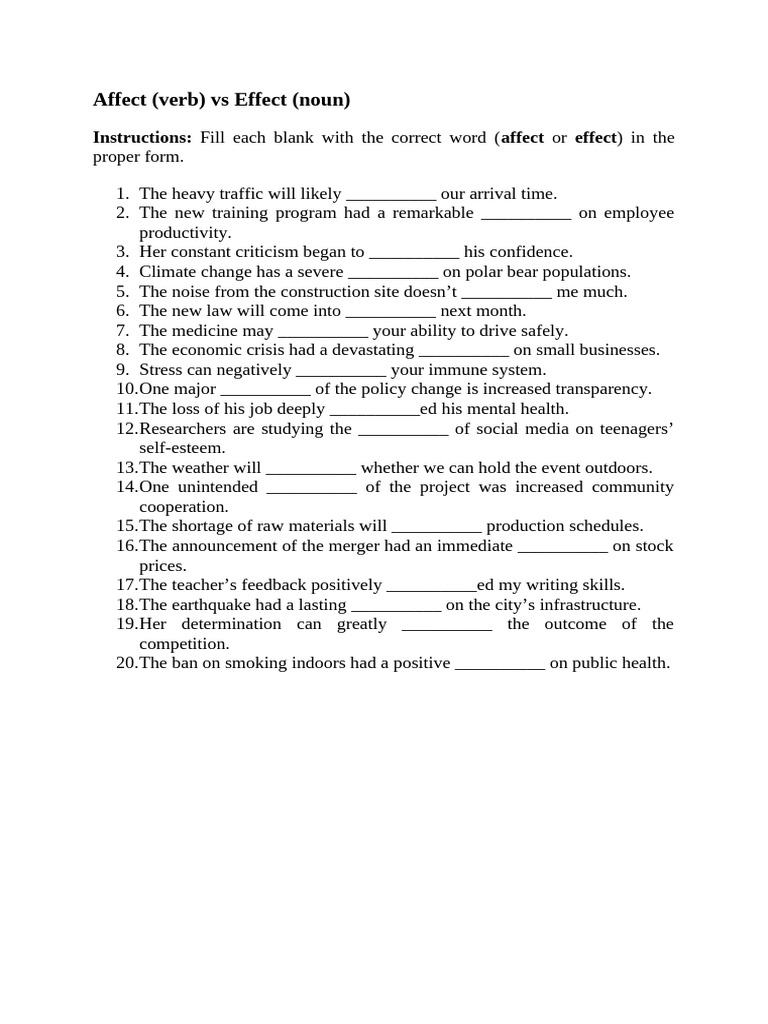 Affect vs Effect: Usage Guide | PDF