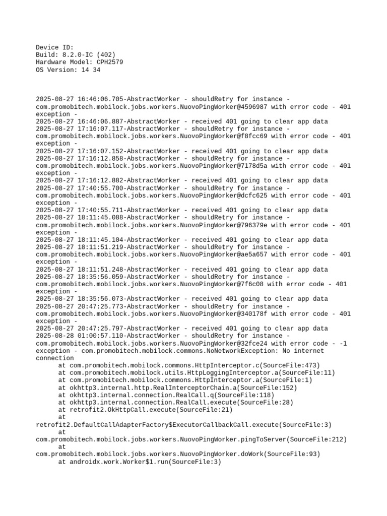 NuovoPingWorker Error Log Analysis | PDF | Java (Programming Language ...