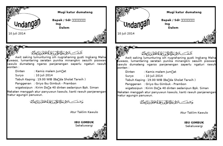 UNDANGAN 40 Dinten | PDF