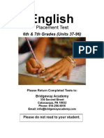 English TEST - 6th & 7th Grades (Units 37-96)