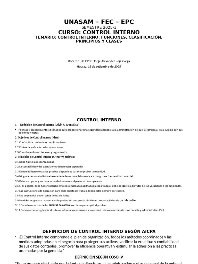 Sistema Control Interno Tercera Semana 2025 | PDF | Contabilidad
