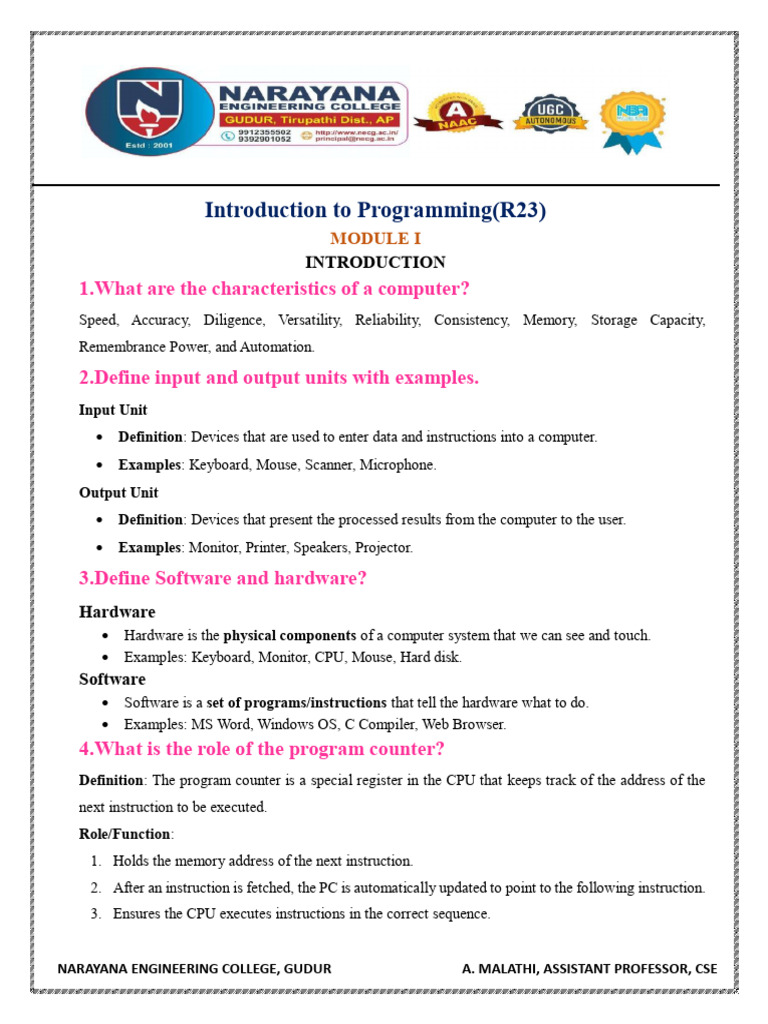Computer Basics and Programming Concepts | PDF | Computer Data Storage ...