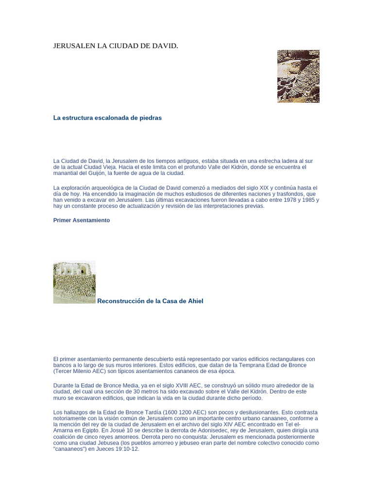 Historia Arqueológica de la Ciudad de David | PDF | Segundo templo ...