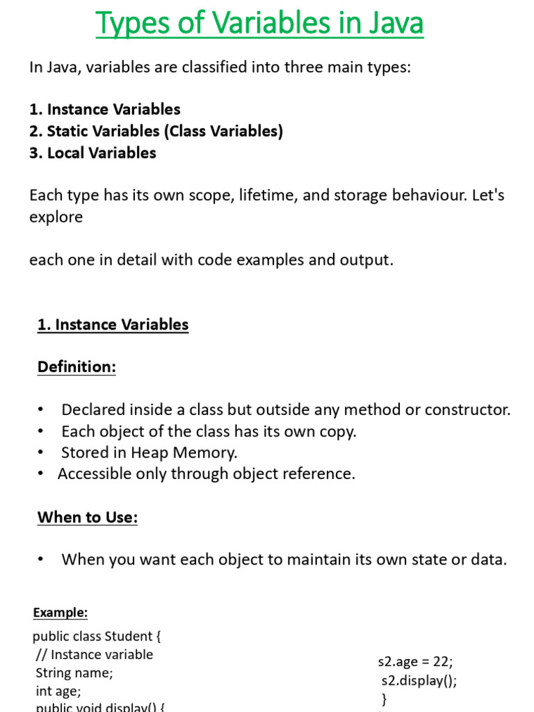 Types of Variables in Java 1751339874 | PDF | Variable (Computer ...