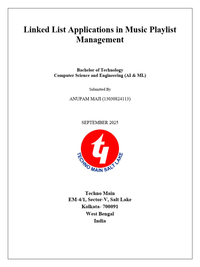 Linked Lists for Music Playlist Management | PDF | Computing | Computer ...