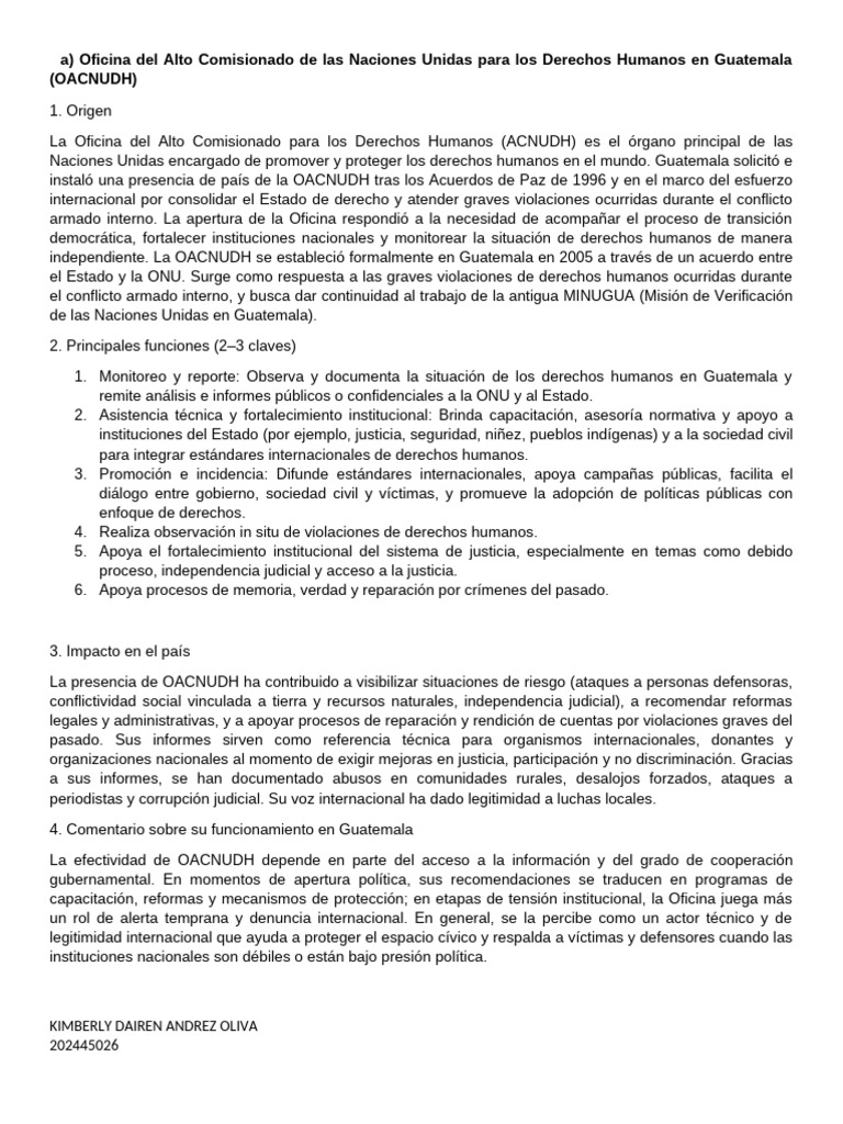 OACNUDH y Comisión de Derechos Humanos en Guatemala | PDF | Naciones ...