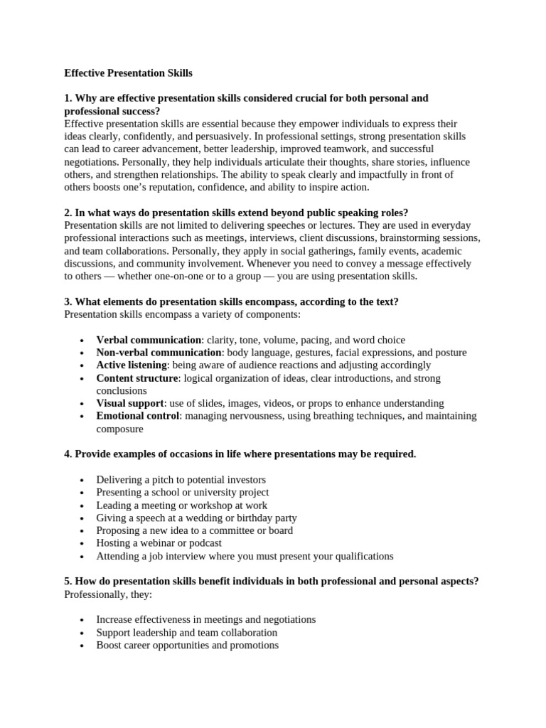Mastering Effective Presentation Skills | PDF | Body Language ...