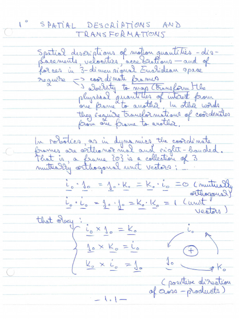 1.1 MECH430-Spatial Descriptions and Transformations | PDF