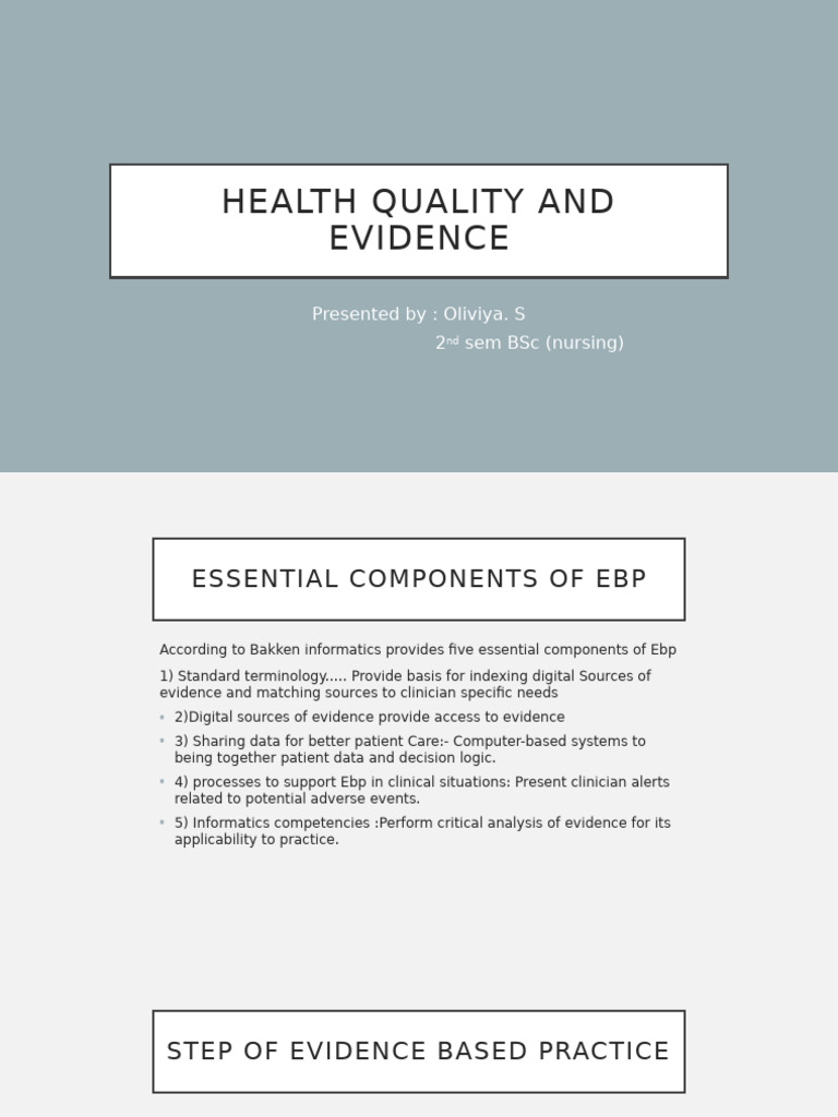 Essential Components of Evidence-Based Practice | PDF | Medicine ...
