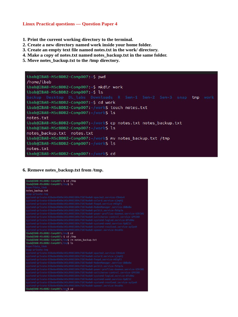 Linux Practical Questions - Question Paper 4 | PDF
