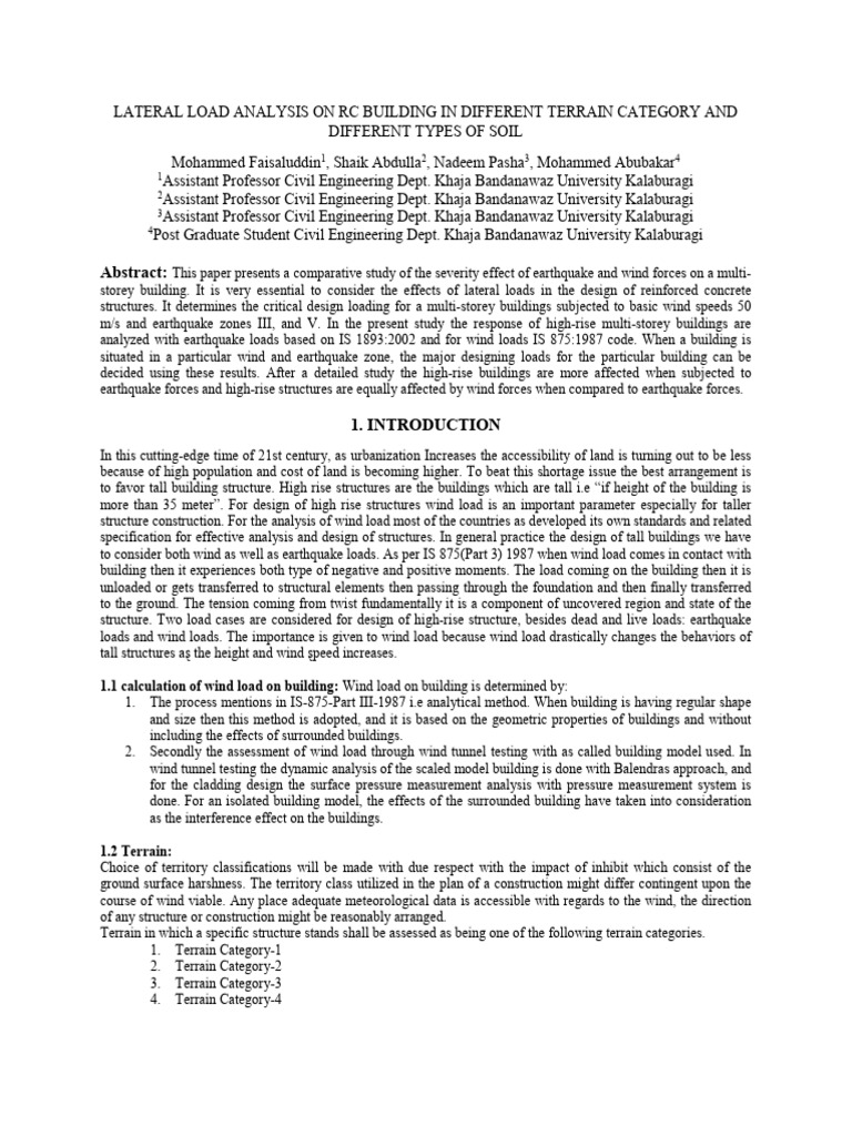 Lateral Load Analysis On RC Building in Different Terrain Category and ...