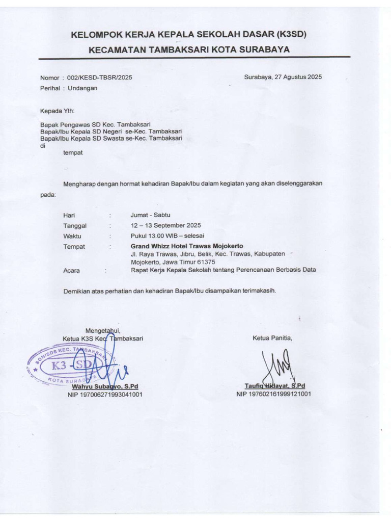 Rundown Raker K3S Tambaksari 2025 | PDF