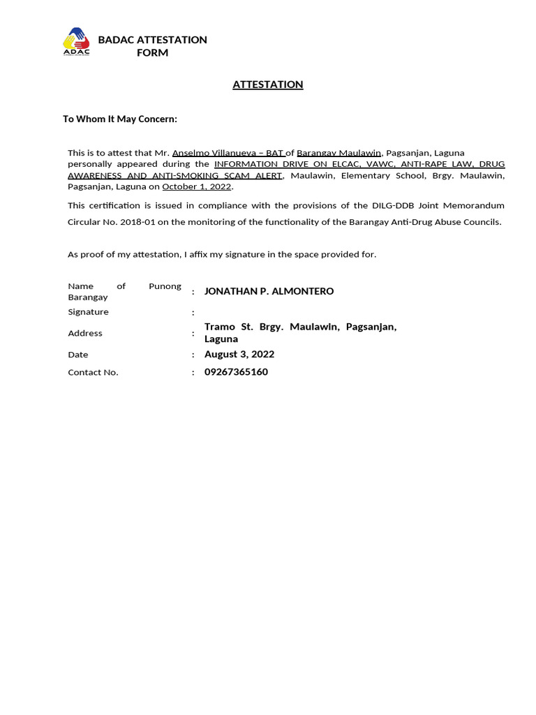 Attestation Form | PDF