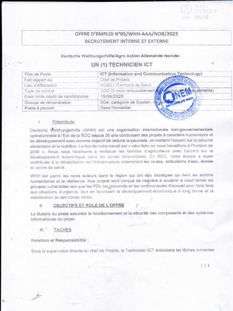 Offre Emploit IT Nobili Visee ONEM | PDF