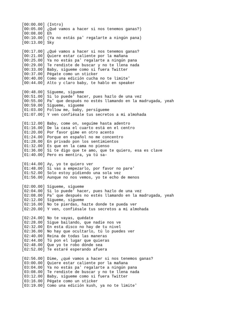 Sigueme Feid Letra | PDF
