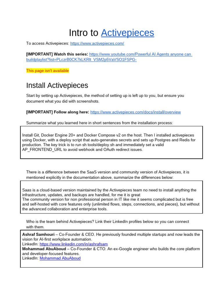 Activepieces Installation and Overview | PDF | Artificial Intelligence ...