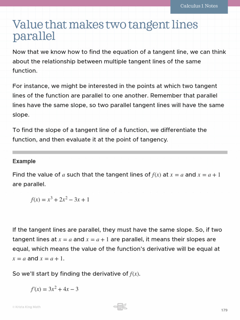 02 Value That Makes Two Tangent Lines Parallel | PDF | Tangent | Slope