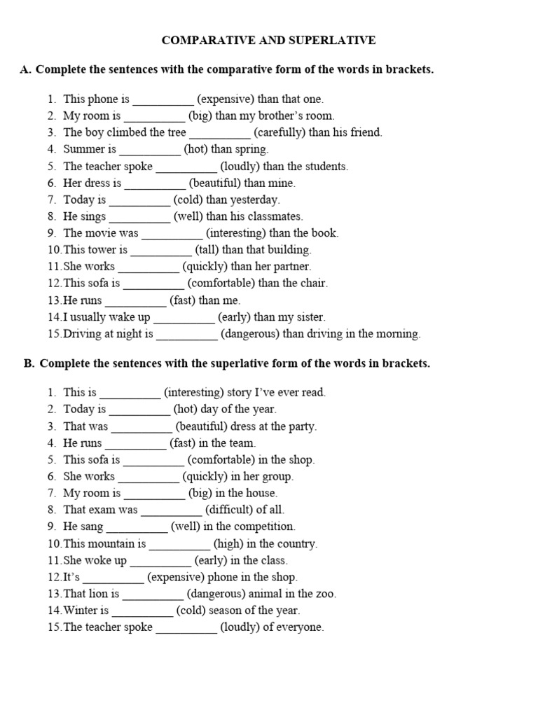 Comparative and Superlative Exercises | PDF | Chess | Chess Theory