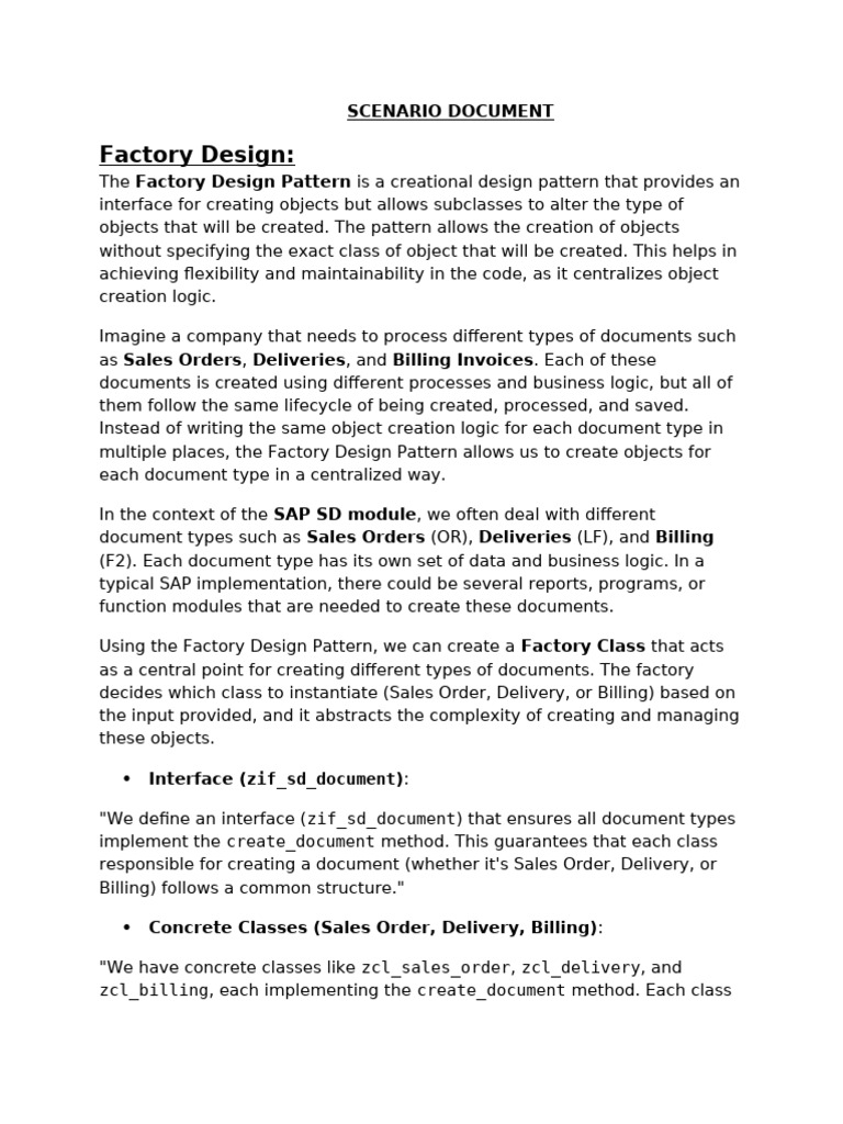Factory Design Pattern in SAP SD Module | PDF | Class (Computer ...