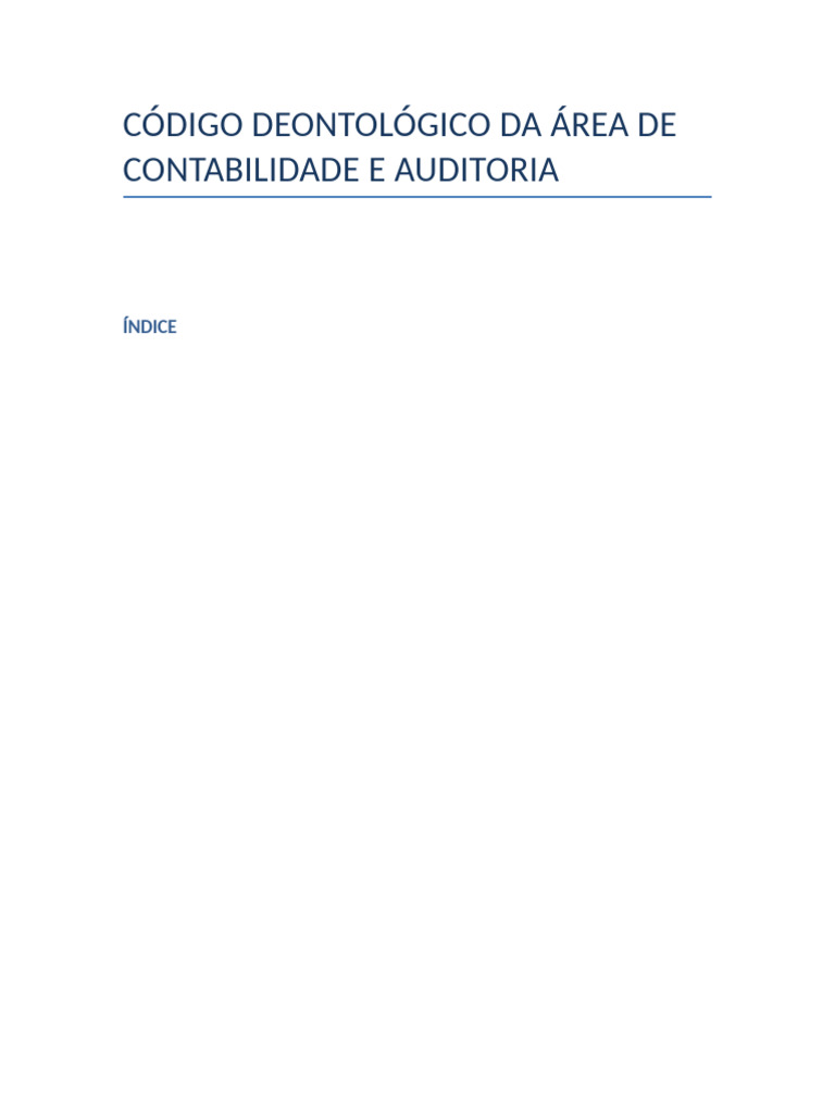 Código Deontológico para Contabilidade e Auditoria | PDF | Contabilidade