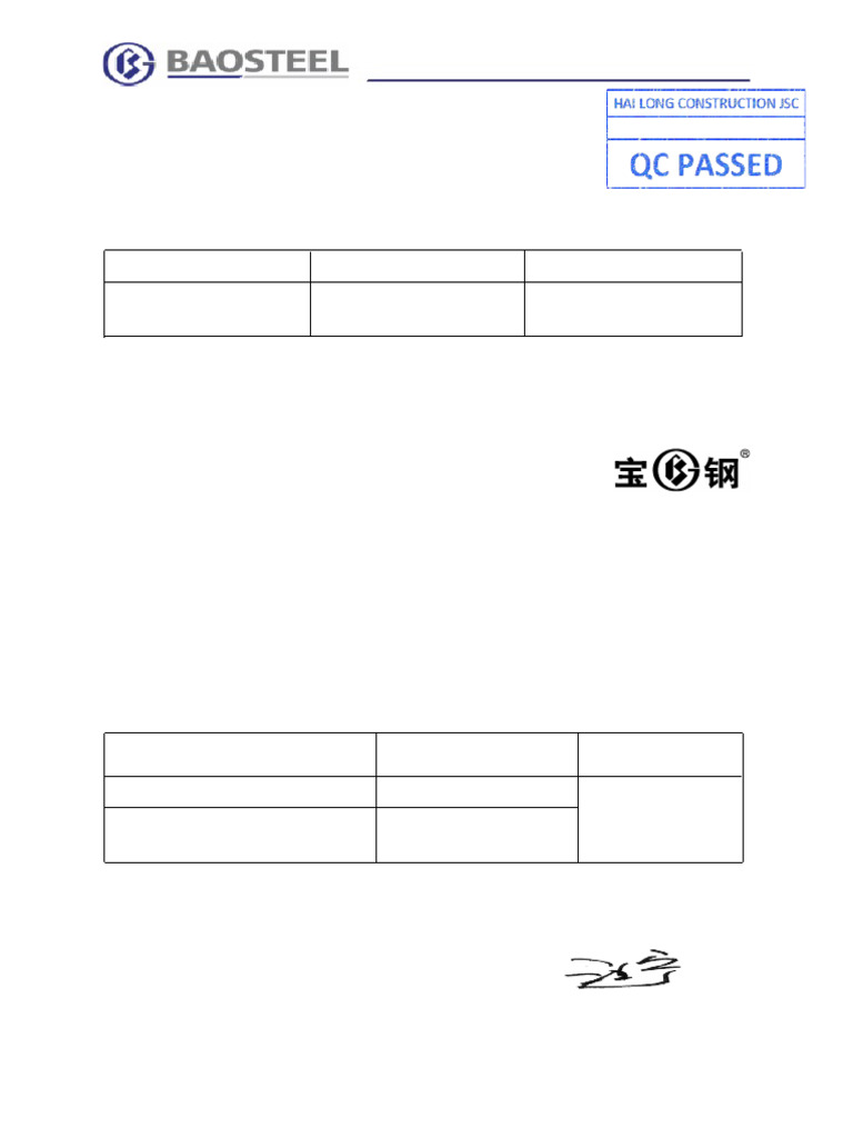 Baoshan Steel Hot Rolled Product Declaration | PDF