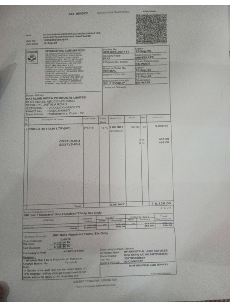 Oil Bill | PDF
