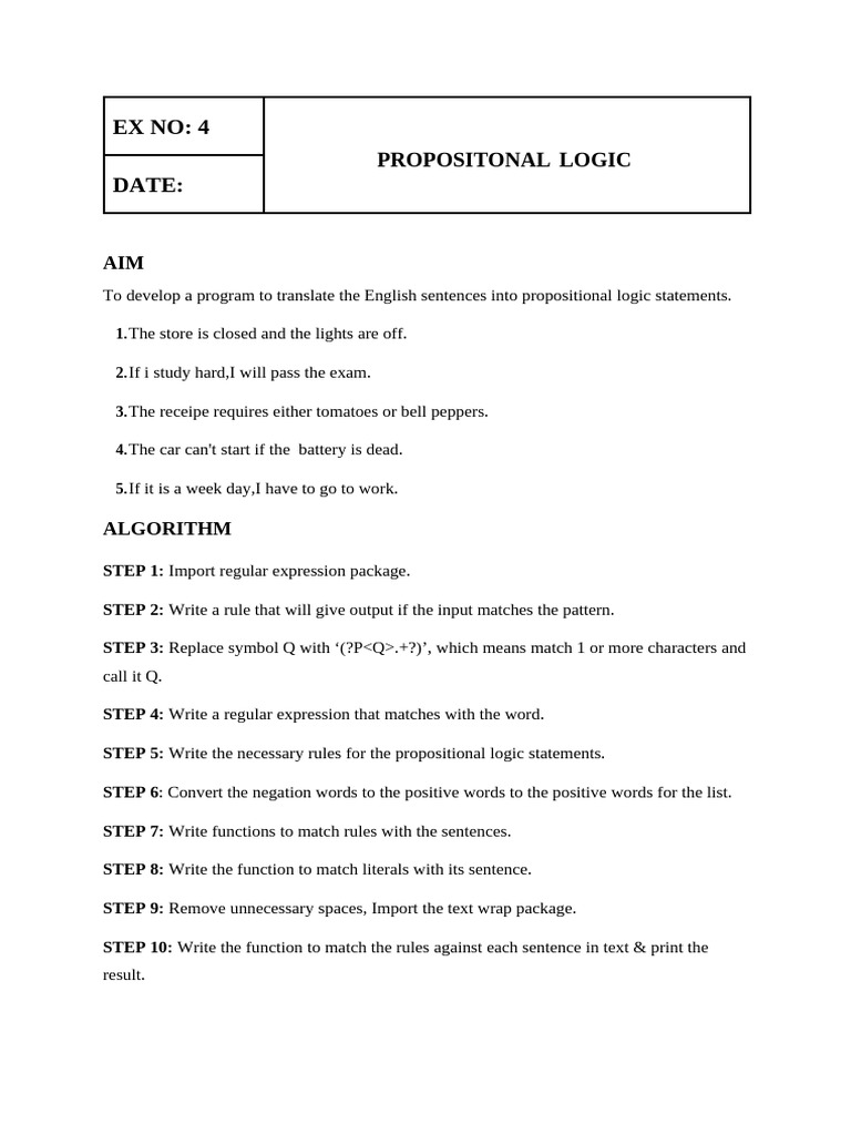Propositional Logic Translation Program | PDF | Logic | Regular Expression