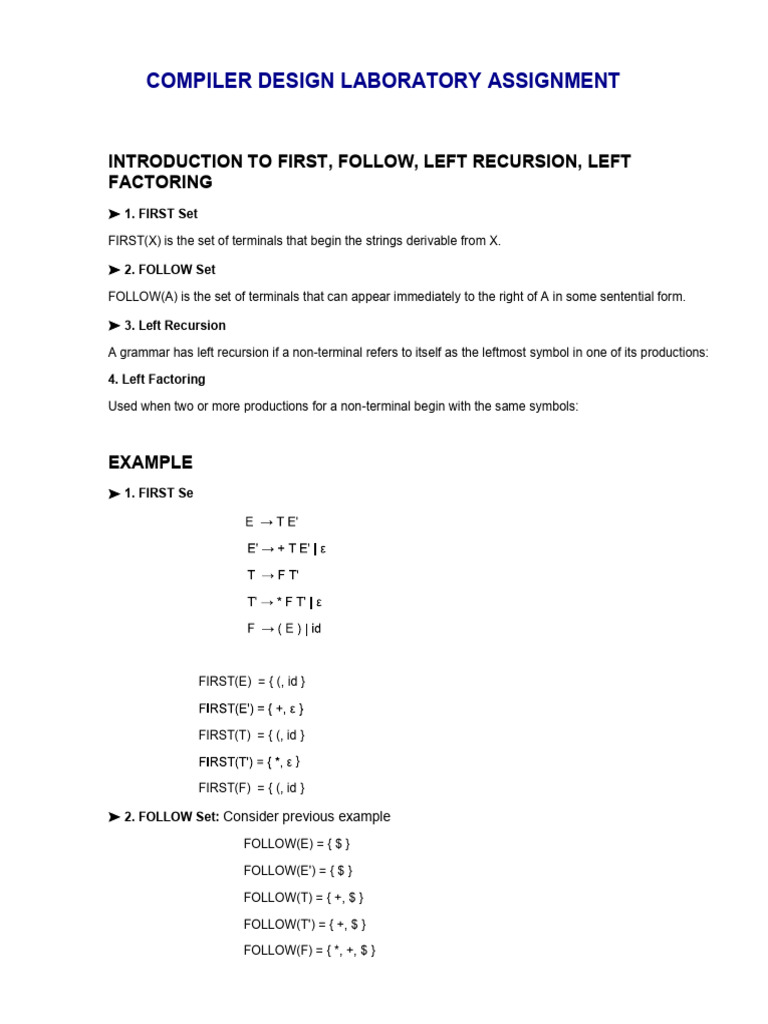 Compiler Design: FIRST, FOLLOW Sets | PDF