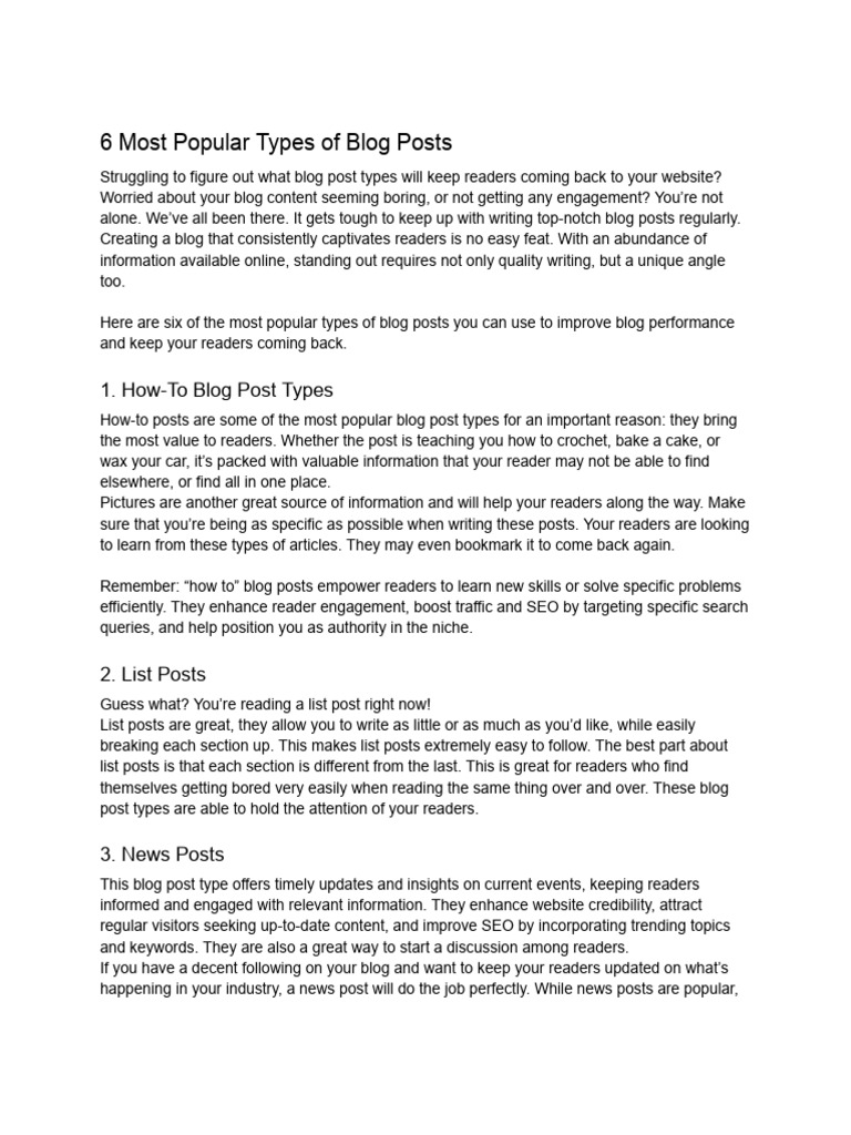 Sample Writing #2 - Blogpost Types | PDF | Blog | Search Engine ...