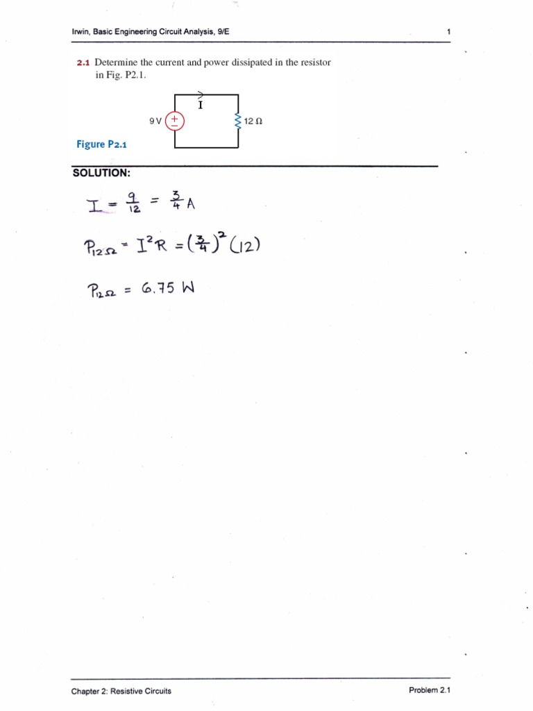 Chapter 2 Circuit Analysis Solutions | PDF
