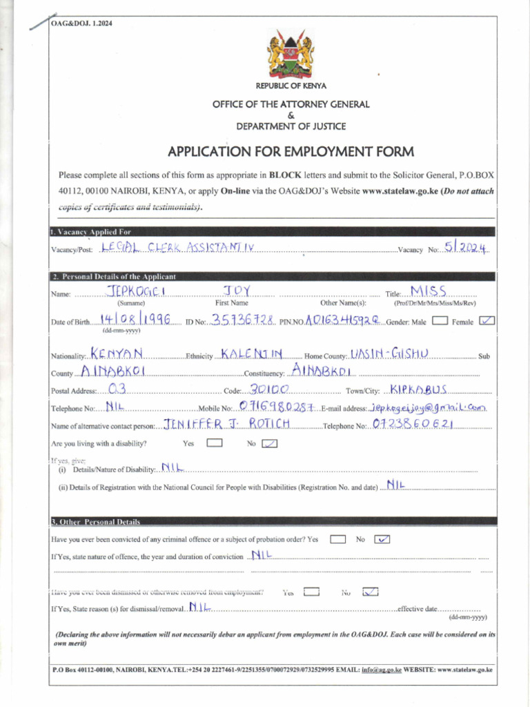 PSC Filled Form | PDF
