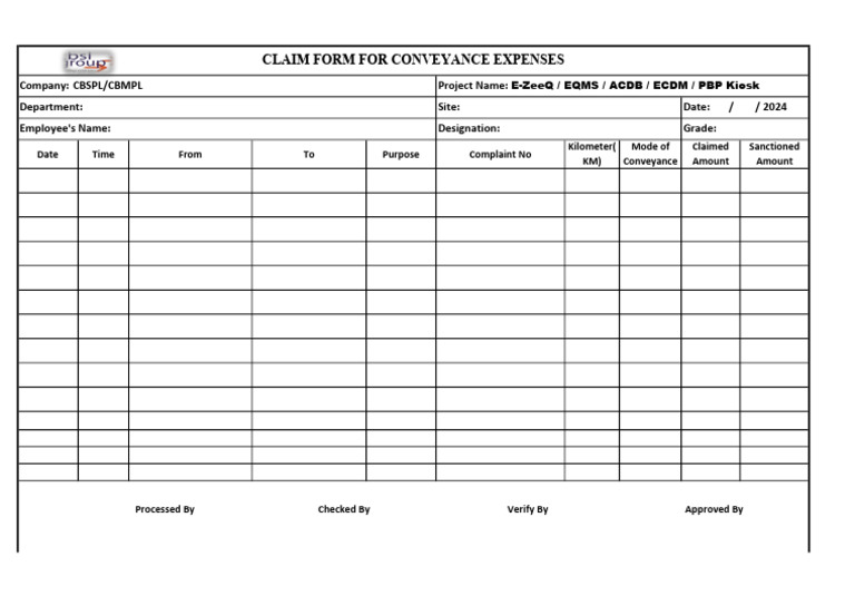 Conveyance Expense Claim Form | PDF