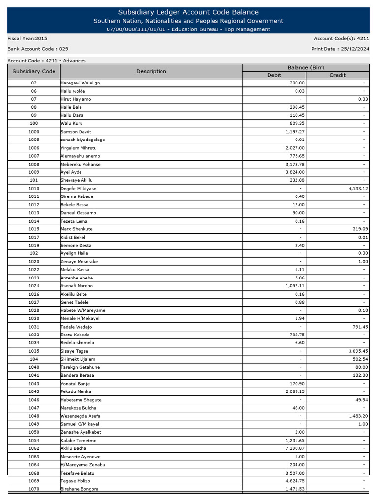 Subsidiary Ledger Account Code Balance - en | PDF