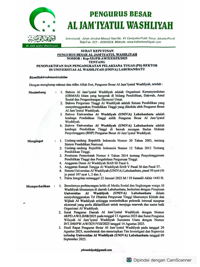 SK PLT Rektor Univa LB | PDF